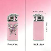Unique Innovative Cute Lighter, Pink Snake/Butterfly Lighter, Windproof Dual Flame, Handmade Diamond, Portable Lighter For Candles, Camping, Christmas's Gift (Butane Not Included)(White 1) - 1件(不含丁烷氣) - 查看 7