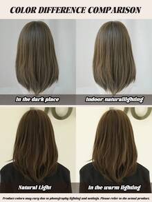 NAMM 1 PC Elegant Brown Layered Wig For Women 16 In Shoulder Length Synthetic Middle Part Wig, High Temperature Fiber Wig For Girl Daily Use - Brown - View 8