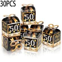 30 件黑色生日派对礼盒，包括 15 周年、40 周年、50 周年、60 周年、70 周年和 80 周年纪念礼盒、生日派对礼物、周年纪念物品、婚礼宾客装饰品、婚礼宾客礼物、情人节礼物、厨房和酒吧用品、派对礼品、圣诞节 - 黑色 - 查看 15