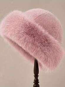 1pc Women's Solid Color Plush Hat, Casual Versatile Warm Windproof Faux Fur Hat Suitable For Daily Wear, Women's Warm Hat, Can Be Matched With Scarf For Dates, Parties, Gatherings, Christmas And Other Occasions - Multicolor - View 27