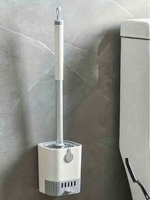 1 Set Wall-Mounted Toilet Brush With Holder, Long Handle Toilet Cleaning Brush With Flexible Bristles, Bathroom Cleaning Brush, Cleaning Supplies, Cleaning Tools - Black - View 10