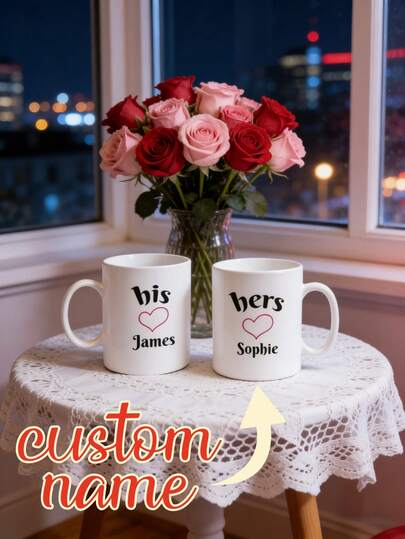 1pc Custom Valentine's Day Mug With Personalized Tex, Custom Text For A Sweet And Practical Gift For Loved Ones