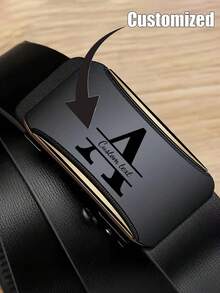 Customizable Men's Belt, Made Of PU Leather Material, Personalized Gift, Also Suitable For Anniversary, Father's Day, Husband And Boyfriend's Ideal Gift, Also Suitable For Business And Casual Occasions. Portable, Simple, Personalized And Unique. - Multicolor - View 2