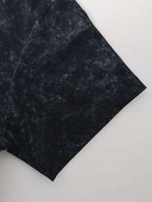 1 件男士全印花圆领休闲 T 恤，街头时尚百搭通勤嘻哈短袖上衣 - 霧霾藍 - 查看 6