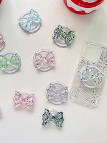 1PC Sparkling Bow Magnetic Suction Phone Airbag Bracket, Stable And Extendable Desktop Lazy Ring Buckle Bracket - Multicolor - View 4