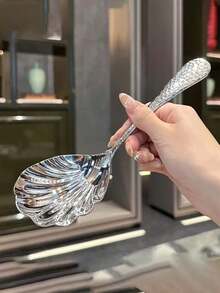 1支/4支装高品质不锈钢加厚创意长柄锤纹贝壳抛光勺，适用于家庭厨房、餐厅、宴会等场合。优雅的304不锈钢锤纹贝壳勺，波浪边设计，大号汤勺，搅拌勺，时尚/优雅/精致，适用于自助餐/家庭/厨房/餐厅/酒店/派对/户外/野餐/露营/礼品/感恩节等场合。 - 彩色 - 查看 2