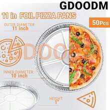 50 Pack Aluminum Pizza Pans Foil Pizza Pans, 11 Inch Round Disposable Pizza Pan Foil Focaccia Pan, Chocolate Cookies Cake Tin, Serving Platter Tray, Freezer & Oven - 11英吋 - 查看 3
