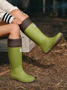 成人男女通用可折叠雨靴，防水防滑雨鞋，学生青少年防水涉水鞋 - 綠色 - 查看 7