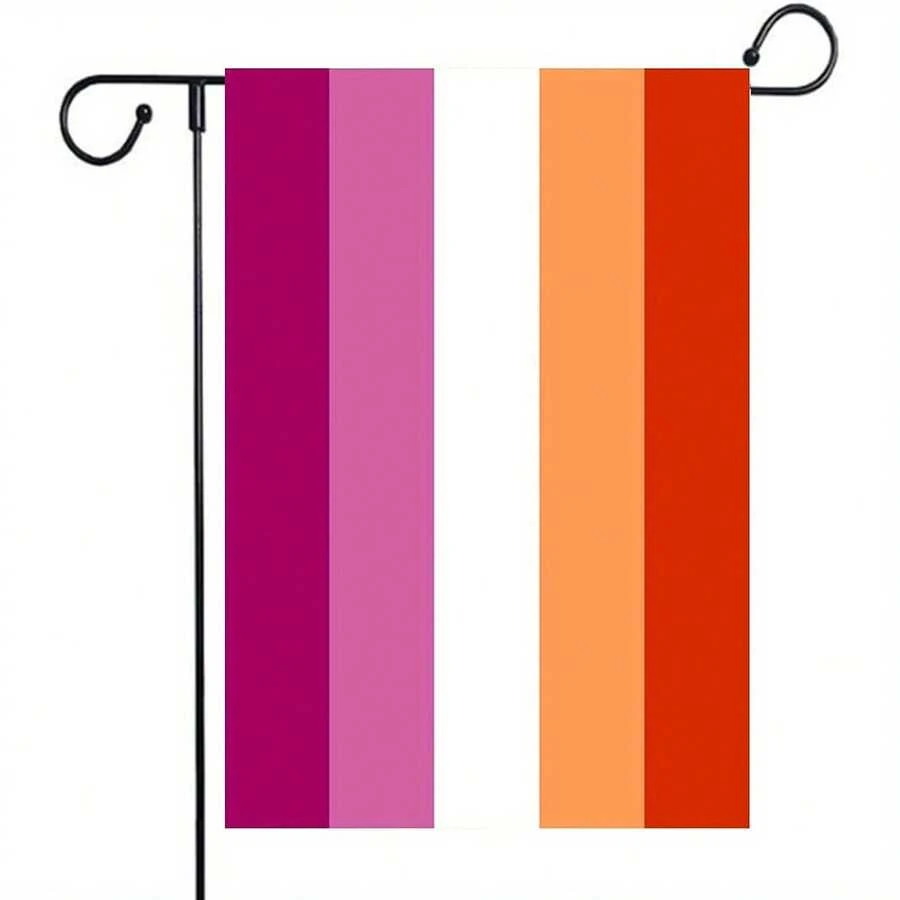 Small Sunset-Themed Lesbian Pride Garden Flags, Perfect For Decorating Your Yard During Pride Month, Measuring 12X18 Inches And Featuring Double-Sided Designs For Outdoor Use - A - Xem 1