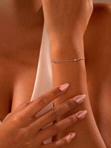 Elegant Gold-Tone Stainless Steel Beaded Bracelet - Adjustable, Tarnish-Resistant Chain, Suitable For Women - Perfect Gift, Bracelet, Gold, Women's Gift - Bracelet - View 3