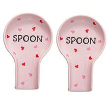 1个可爱粉色心形陶瓷勺托，大号勺架，适用于炉灶，优雅的烹饪用具架，耐热餐具架，可放置于台面，可用洗碗机清洗，是婚礼、乔迁、情人节的完美礼物。 - 彩色 - 查看 12