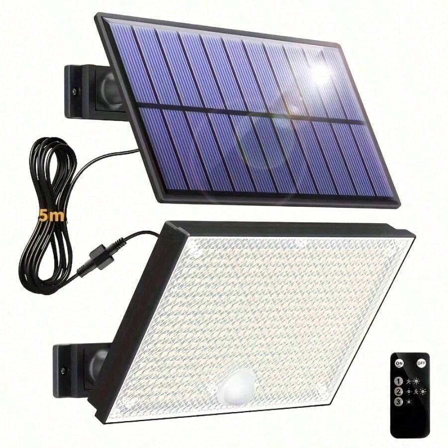 3000 Lumens 400 LED Solar Outdoor Lights With Remote Control, Motion Sensor, IP65 Waterproof, 180° Wide Angle Floodlight, 3 Modes, Suitable For Front Door, Yard, Garage, Balcony