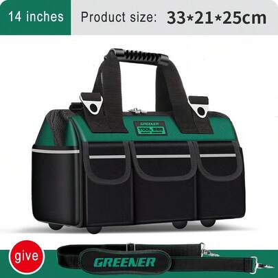 1pc Professional Waterproof Tool Bag, Durable Metal Tool Organizer, Multi-Pocket Storage, Portable Handyman Tool Box,For Electricians And Repair Workers