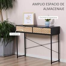 2026-NEW: Narrow Console Table Hallway Furniture Sofa Table With 2 Drawers Carved Line Design Modern Style Hallway Entrance Living Room Bedroom 100x30x75 Black And Oak 2026--New Choices: - Đen và Sồi - Xem 6