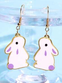 1对可爱白兔彩蛋吊坠耳环，创意饰品，适合女性复活节派对 - 彩色 - 查看 7