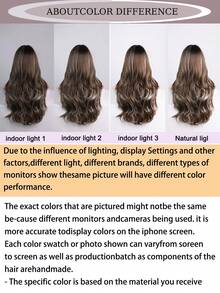 20英寸中分蓬松波浪假发，高温丝透气网帽，时尚街头风假发 - 紫紅色 - 查看 9