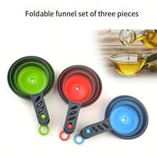 1pc Foldable Plastic Funnel, Kitchen Oil Strainer, Flour Jam Liquid Funnel, Small Kitchen Tool - Multicolor - View 3