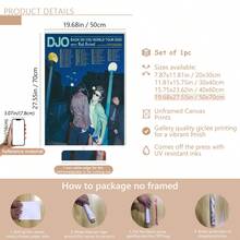 1pc DJO "Back On You" 2025 World Tour Concert Poster Canvas Wall Art, Includes Tour Dates And Retro Design! Canvas Material | Waterproof | Ready To Hang, Suitable For Home, Room, Bedroom, Living Room, Bathroom And Wall Decor. Frame Optional. - Multicolor - View 13