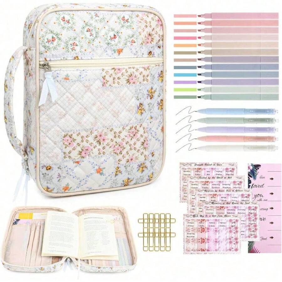 Women's Bible Bread Box Large Bible Bread Box Bible Study Supplies Bible Journaling Set Book Portable Bag With Bible Highlighter Christian Gifts - Sets - View 1
