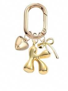 金色泡泡字母 A-Z 钥匙扣,可爱字母吊坠配心形蝴蝶结,闪亮金属字母钥匙扣,个性化包包挂饰,手提包背包钥匙圈配件,适合日常使用、旅行、上学、购物,送给女孩、青少年、女性、朋友的礼物,非常适合情人节、生日、圣诞节、节日 - 彩色 - 查看 25