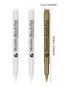 3-12支/套 金属质感永久性马克笔，白色/金色/银色，防水油性颜料马克笔，适用于岩石、马克杯、陶瓷、玻璃等材质，DIY绘画用品 - 彩色 - 查看 29