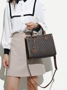 Retro Fashion Niche One Shoulder Diagonal Handbag, Large Capacity Small Square Bag - Brown - View 2