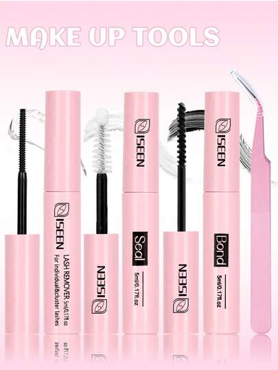 5ml Eyelash Glue, Seal, Remover, Makeup Tools, Lash Bond And Seal Remover Kit , Lash Clusters Bond, Strong Hold Lash Glue, 5ml Remover, Tweezers, Soft Long Lasting Cluster Lash Glue, All Day Wear, Makeup Tool Set For DlY Lash Extensions