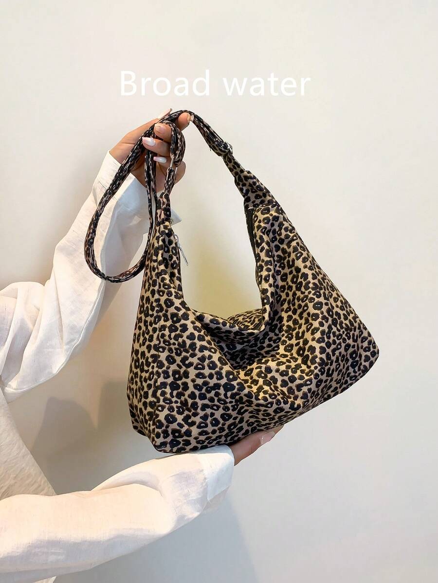 Túi xách thời trang xuân/hè mới, kiểu dáng thường ngày, dung tích lớn, họa tiết da báo, dây đeo điều chỉnh được, túi đeo vai chéo mềm mại đa năng dành cho nữ đi làm.