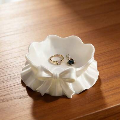 1 pieza Bandeja decorativa con lazo de volantes, decoración del hogar, organizador de escritorio, escritorio de oficina, fiesta temática, Día de Acción de Gracias, Día de San Valentín, Pascua, regalo festivo, regalo de cumpleaños