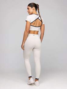 LOT FITNESS Women's Polyamide Fitness Leggings With Pockets, Frame Style - Cát - Xem 11