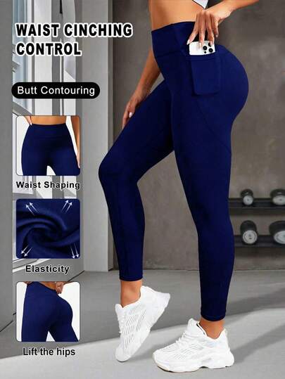 Women's High Waist Tummy Control Yoga Pants With Pockets - Seamless Shapewear Leggings For Workout, Gym, Running And Everyday Wear