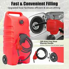 Tanque de Combustible Portátil de 57L con Bomba de Transferencia y Manguera de 3m, Depósito de Gasolina con Ruedas para Cortacésped, Embarcaciones y Uso Agrícola - rojo - Ver 3