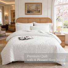 3 Pcs Bed Comforter Set,Queen Comforter Set,Edredones Para Cama Queen Size Quilt Bedding Set,Khaki Breathable Microfiber Quilt,Modern Geometric 3-Piece Set(1 Quilt+2 Pillow Shams) Queen/Full 90''X96'' Soft Skin-Friendly Lightweight Warm Fluffy Cozy All-Season Holiday Bedding For Bedroom Home Living Room Dorm Decor - White - View 1