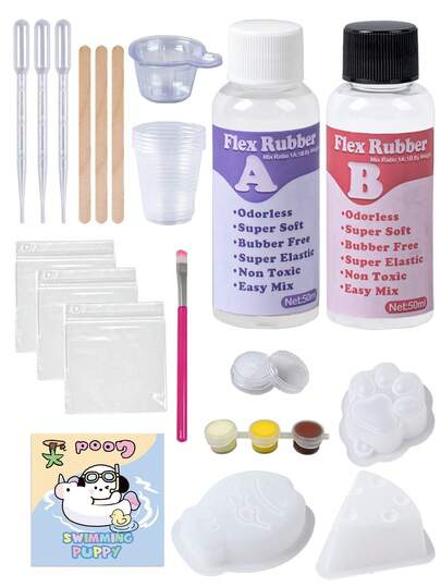 Taba Squishy Kit, DIY Squishy Making Kit 1:1 AB Liquid Silicone With 3 Molds For Make Your Own Super Soft Squishies Maker Kits Birthday Holiday Gifts Party Favors,DIY Craft For Enthusiasts