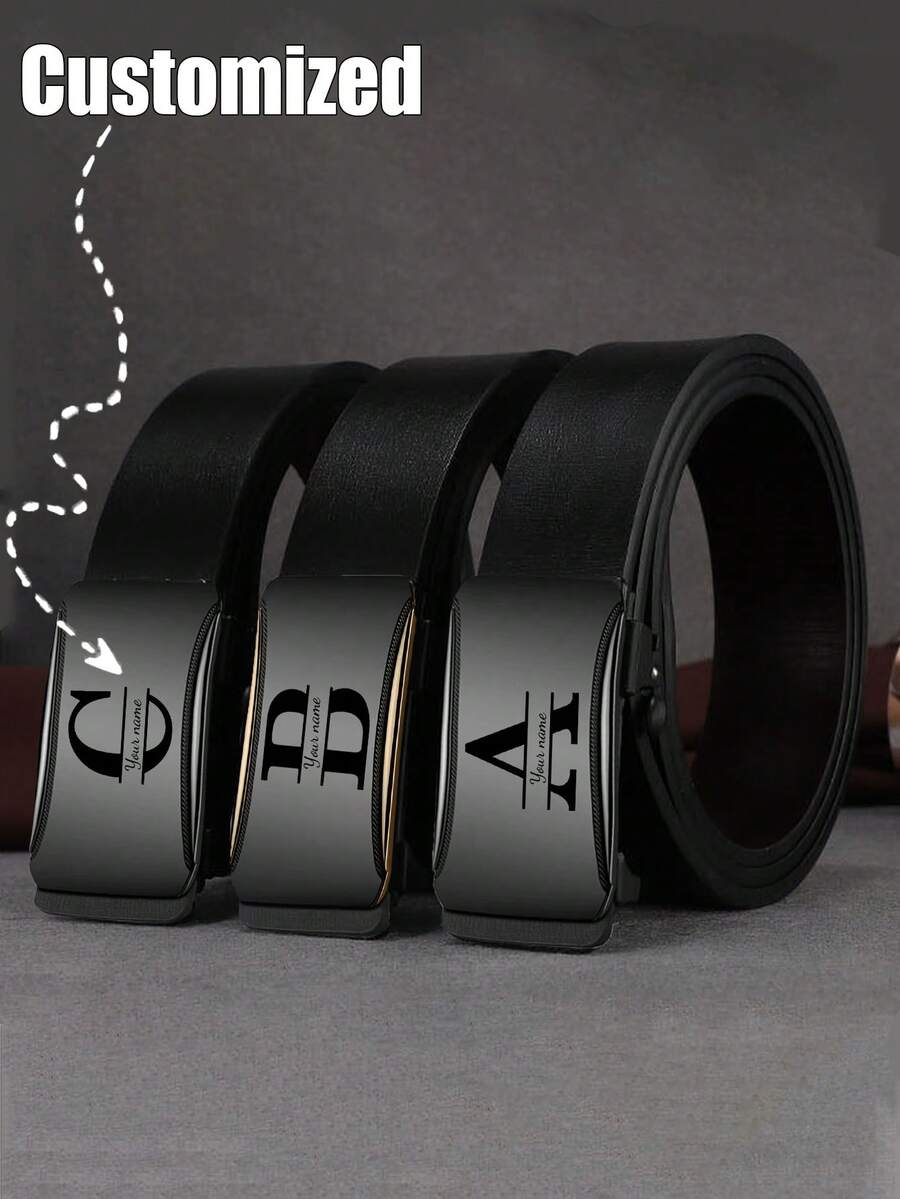 Customizable Men's Belt, Made Of PU Leather Material, Personalized Gift, Also Suitable For Anniversary, Father's Day, Husband And Boyfriend's Ideal Gift, Also Suitable For Business And Casual Occasions. Portable, Simple, Personalized And Unique. - Multicolor - View 1