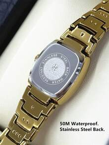 Pablo Raez 1pc 18K Gold Ladies Watch Golden Jewelry Women Dress Wristwatches Luxury Stainless Steel Original Charming Metal Steel Bracelet - one-size - View 9