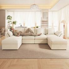 Sofa Bed Set - Beige + Corduroy + 6 Seat - View 3