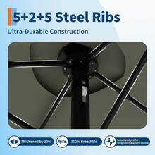 Sombrilla Rectangular de 15 pies con Base incluida, Paraguas Grande de Patio con manivela, protección UV para Mercado al Aire última intervensión, Patio Trasero, Piscina, Color Burdeos - gris - Ver 5