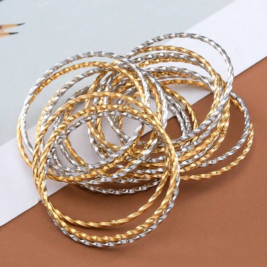 5Pcs Fashion Spiral Twisted Stainless Steel Closed Jump Rings Round Pendant Accessories Suitable For DIY Earrings, Bracelets And Various Handmade Jewelry Making - H2275 - View 1