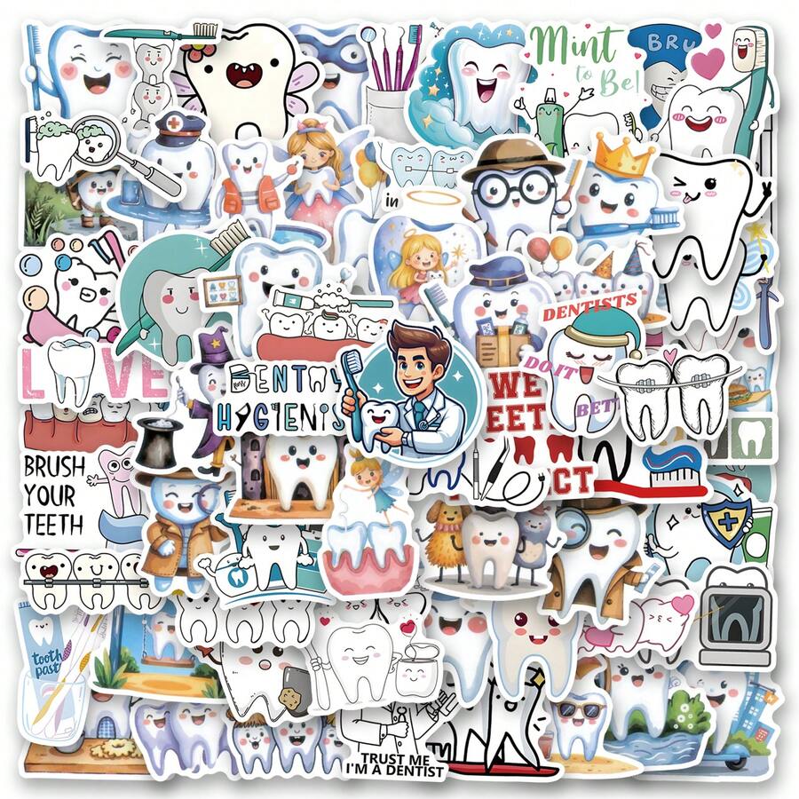 100 pezzi Adesivi per proteggere i denti, decorazioni, diari, decorazioni retrò per stanze, frigoriferi, armadi, scaffali, power bank, pareti, porte e finestre, borracce, quaderni e altri oggetti di uso quotidiano