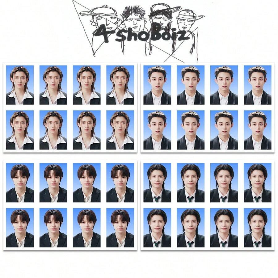 92张K-Pop LNGSHOT新专辑《SHOT CALLERS》明星照片贴纸、LOMO卡、LNGSHOT龙虾组合ID照、应援照片、LOMO卡、双面小卡片、收藏卡照片/贺卡/书签、主题LOMO卡贴纸套装、必备粉丝周边 - 彩色 - 查看 1