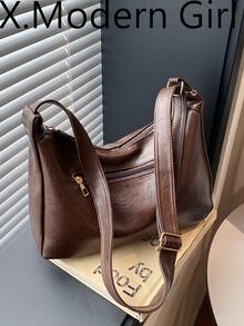 2026 New Vintage Soft Leather Large Capacity Commuter Bag, Versatile High-End Women's Shoulder Bag & Crossbody Bag - Coffee - View 1