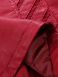 Giolshon Women's Fashion PU Leather Jacket - Casual Street Style Clothing For Spring And Autumn - 紅色 - 查看 6