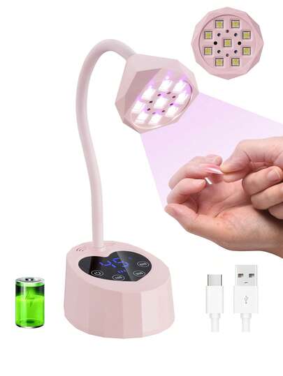 U V LED Nail Lamp Auto Sensor With 4 Timers(10S 30S 45S 60S),Portable Nail Dryer Cordless Mini UV Light For Gel Nail Polish,Rechargeable Flash Cure Lamp,Gooseneck UV Lamp For Nail Extension Home & Salon Use
