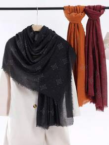 1条新款棉麻泡泡头巾，镶嵌水钻，女士穆斯林多功能头巾，适合日常佩戴、外戴、旅行防晒遮阳披肩以及节日礼物 - 圍巾 - 查看 12