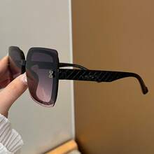 1pc Large Frame Ombre Studded Fashion Fashion Glasses, Street Style - Black - View 4