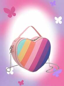 Y2K风格个性化心形单肩包，哥特朋克纯色可调节肩带手提包，优雅时尚腋下包，适合派对、音乐节、街头风、约会、情人节礼物 - 彩色 - 查看 5