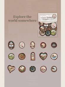 30张/包 复古仿蜡封压纹贴纸，创意DIY剪贴簿装饰贴纸，适用于计划本、相册、日记本 - 花朵正盛開 - 查看 12