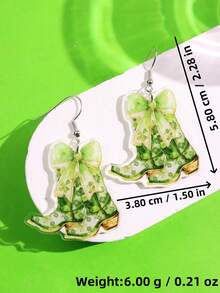1 Pair St. Patrick's Day Creative Funny Unique Delicate Cute Cartoon Bow Boots Acrylic Earrings, Women Daily Wear, Holiday Party Jewelry - Multicolor - View 5