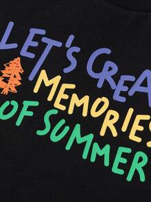 Balabala 儿童休闲纯棉短袖T恤，印花图案，夏季 - 黑色 - 查看 8